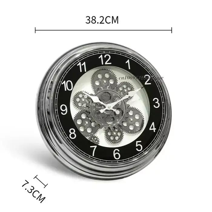 Horloge murale transparente à engrenages mobiles Steampunk