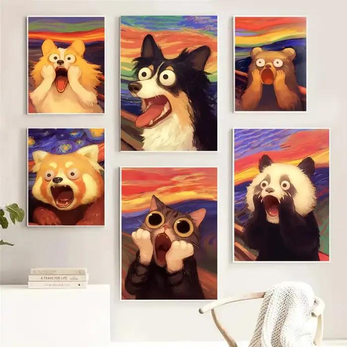 Tableau d'art mural sur toile avec animaux amusants