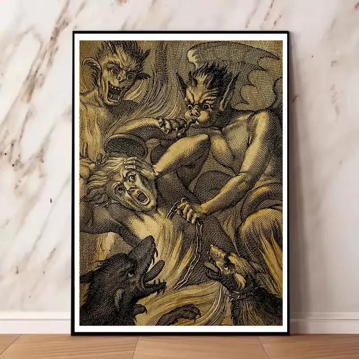 Affiche Vintage de Sorcières Satan et les Démons du Sabbat