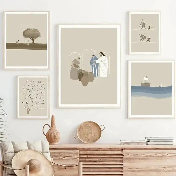 Affiche murale abstraite de jésus annodé par une femme pérideuse