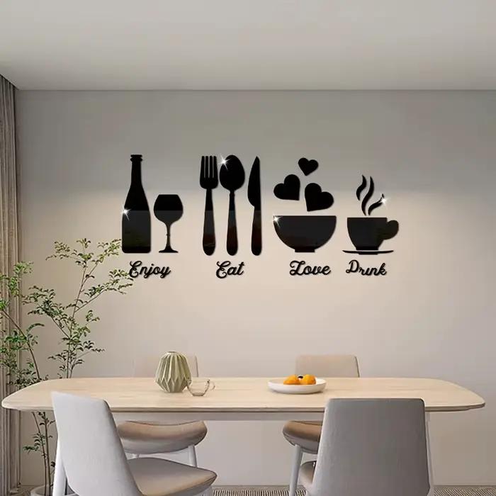 Autocollants muraux miroir avec Logo de cuisine