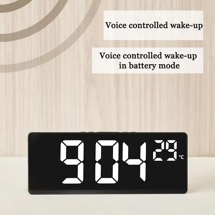 Horloge électronique commande vocale réveil numérique température