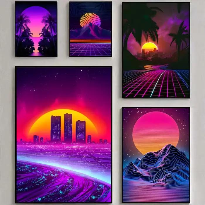 Affiche néon Retrowave Synthwave