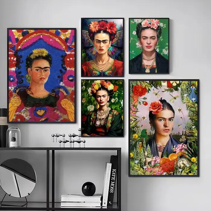 Affiche sur toile de peinture et calligraphie Frida Kahlo