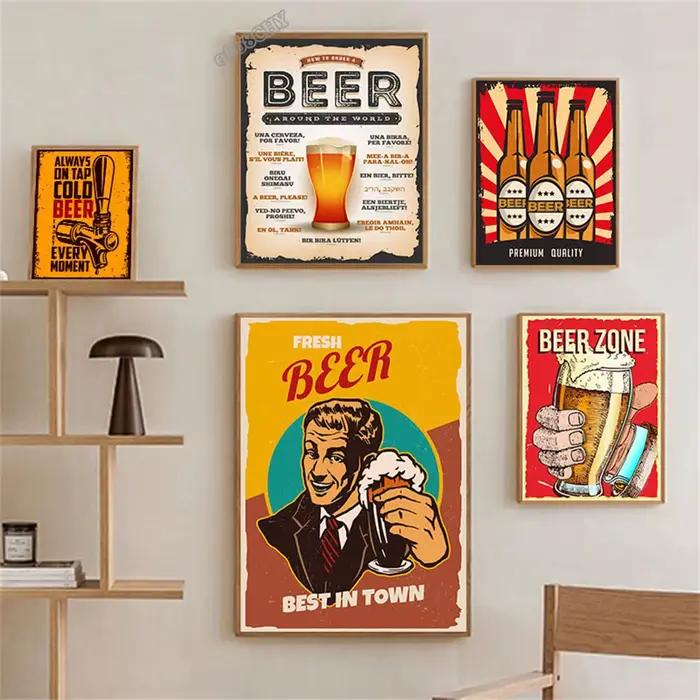 Affiche d'art mural de bière vintage