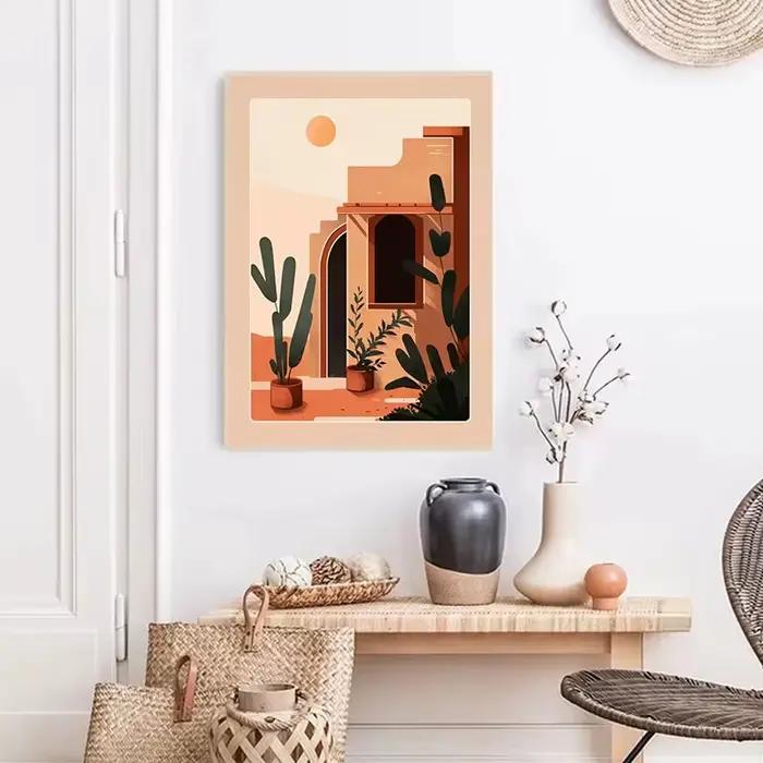 Toile de peinture en terre cuite style Boho