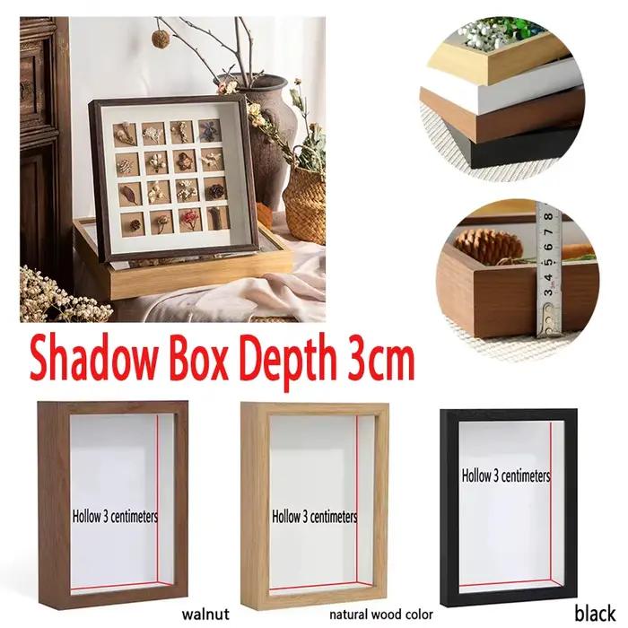 Cadre photo en bois Shadow Box profondeur 3 cm pour l'affichage d'œuvres tridimensionnelles