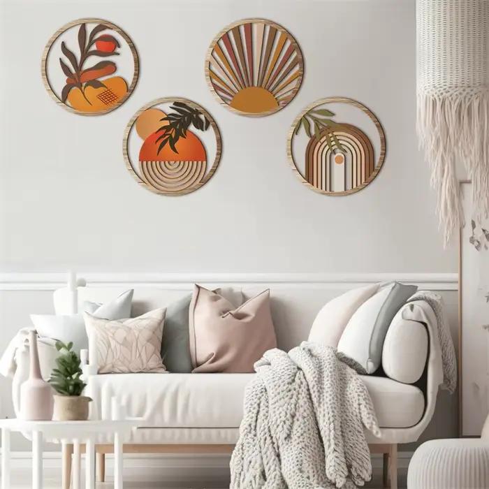 4 pièces mur en bois bohème mur Art ferme