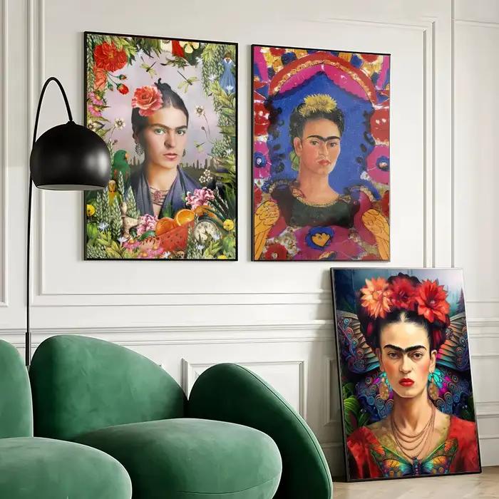 Affiche sur toile de peinture et calligraphie Frida Kahlo