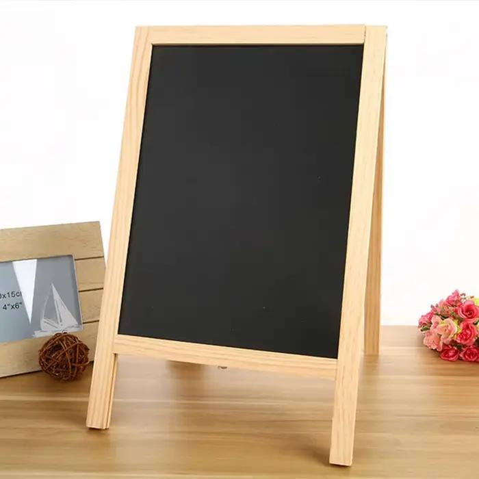 Tableau noir Double face avec cadre A, 30x19cm, Mini tableau noir en bois autoportant, signe d'activité, signe de Message de mariage