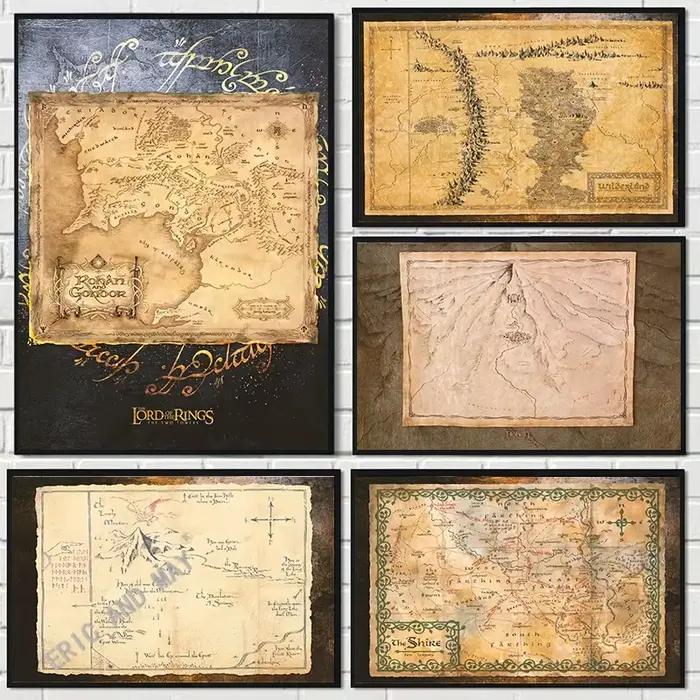Carte du milieu de la terre LOTR The Shire Wilderland East Farthing Mordor