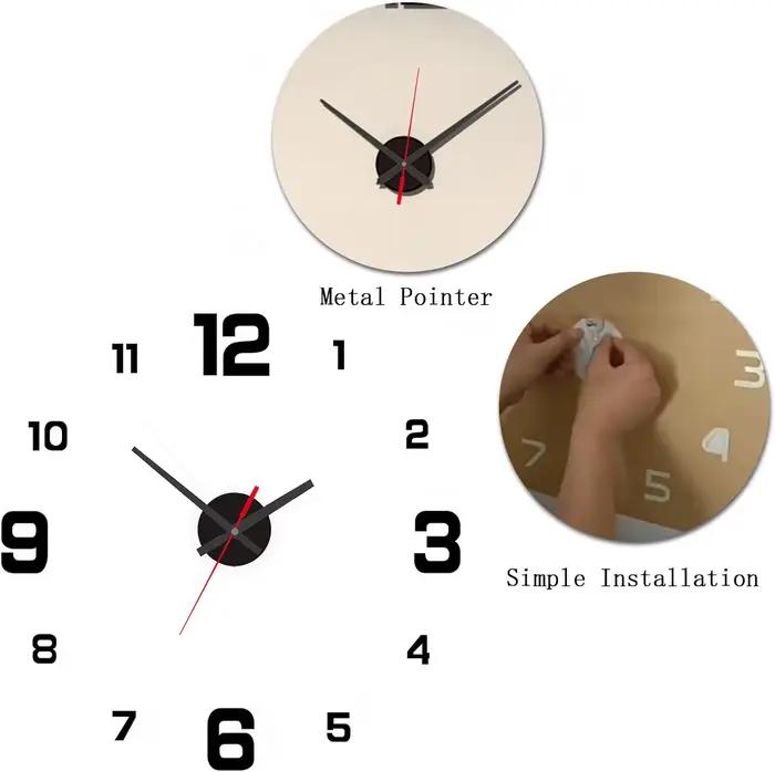 3D créatif sans cadre bricolage tenture murale horloge stickers muraux maison muet