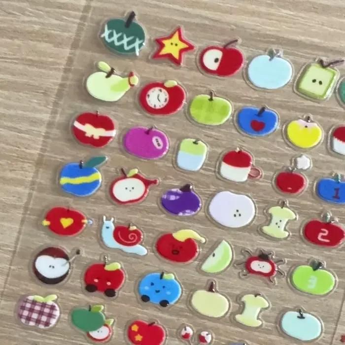 Autocollants 3D en Relief de pomme de dessin animé mignon