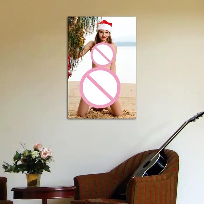 Peinture sur toile de Noël pour fille, art mural contemporain, affiches et impressions décoratives pour la maison, images décoratives pour la chambre