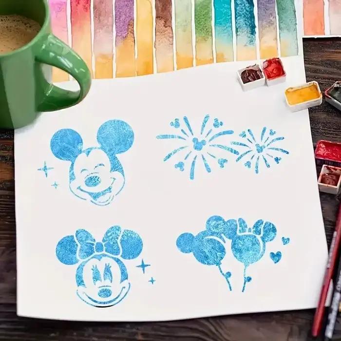 Pochoir peint Disney Mickey Minnie Mouse