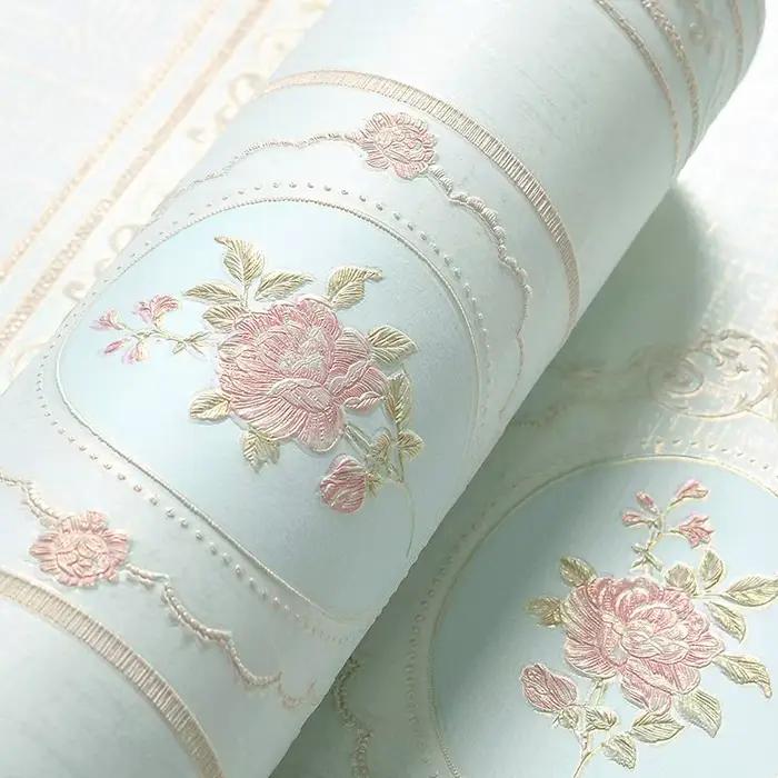 Papier Peint Floral Style Pastoral Européen Non-Tissé pour Salon, Chambre Chaleureuse, Mur de Fond, Décoration Intérieure
