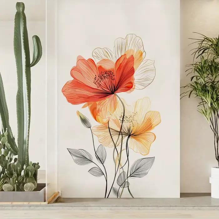 Autocollant mural fleur aquarelle