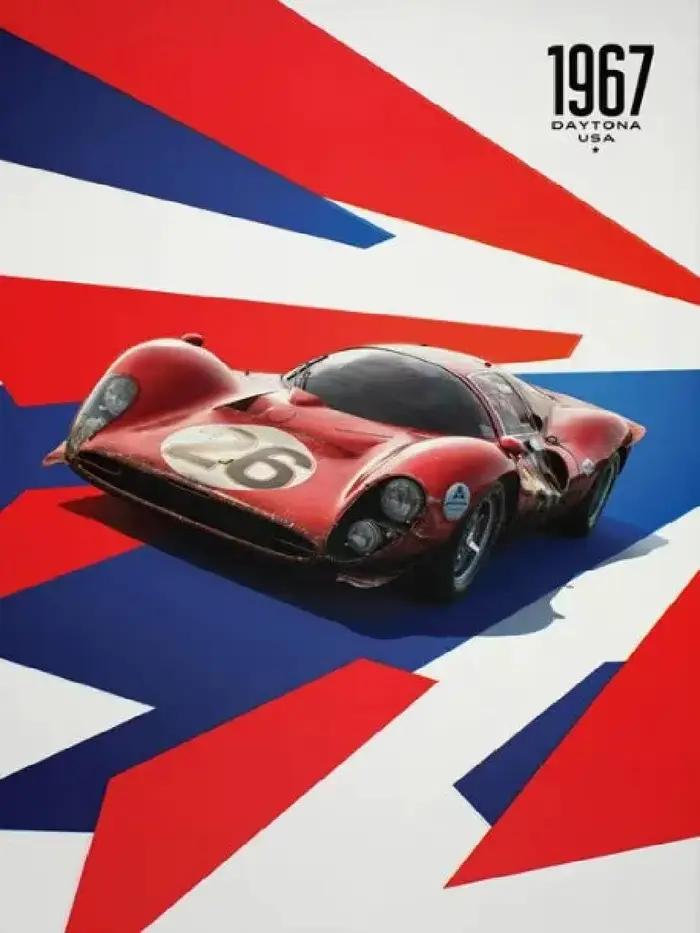 Affiche sur toile de voiture de course Le Mans GT