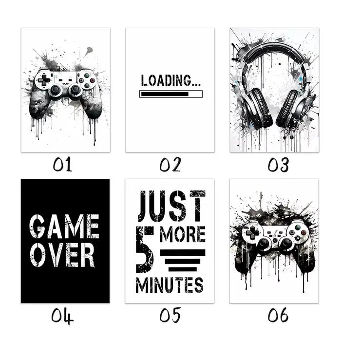 Affiches et imprimés d'art mural de contrôleur de jeu noir et blanc