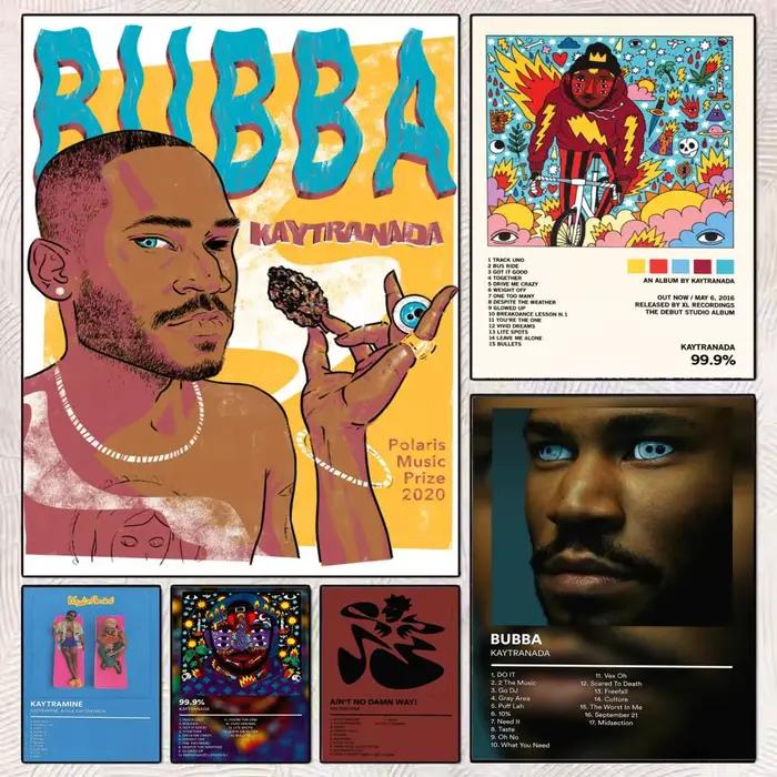 Affiche murale moderne sur toile avec peinture et calligraphie Singer K-KAYTRANADA