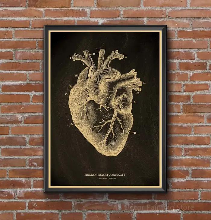 Affiches nostalgiques, tableau d'anatomie, imprimés, parties du corps, cœur, main, pied, dessin, Vintage, décoration murale pour salle de maison, peinture
