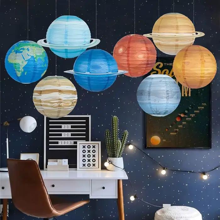 Système solaire huit planètes anniversaire boule de papier Lampion suspendu galaxie lanternes espace thème