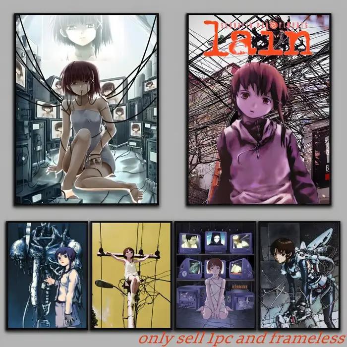 Affiche Murale Cyberpunk Anime Lain - Peinture Murale Décorative pour Salle de Cinéma, Bar, Café, Maison
