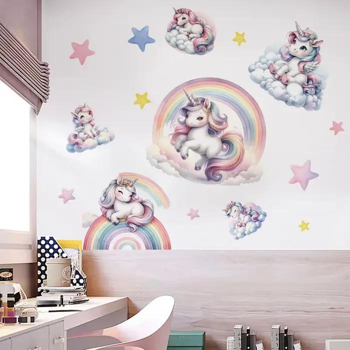 Autocollant mural licorne en vinyle pour enfant