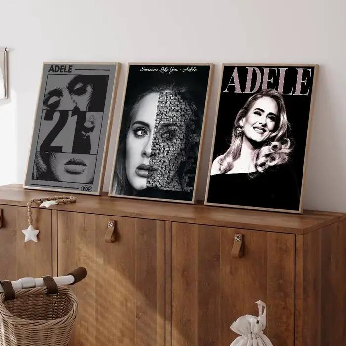 Affiches vintage classiques noires de la chanteuse Adele