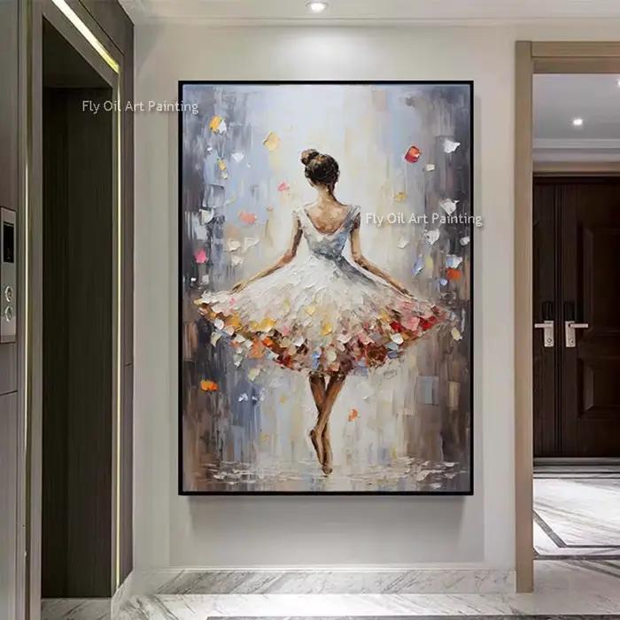 Peinture à l'huile sur toile de Ballet dansant de fille