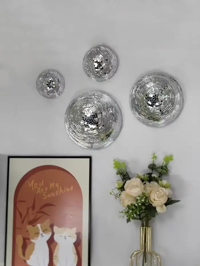 Boule Disco murale avec motifs miroir, décoration métallique pour la maison, boule miroir pour mariage, boule Disco, demi-cercle, Art mural pour la maison, nouvelle collection