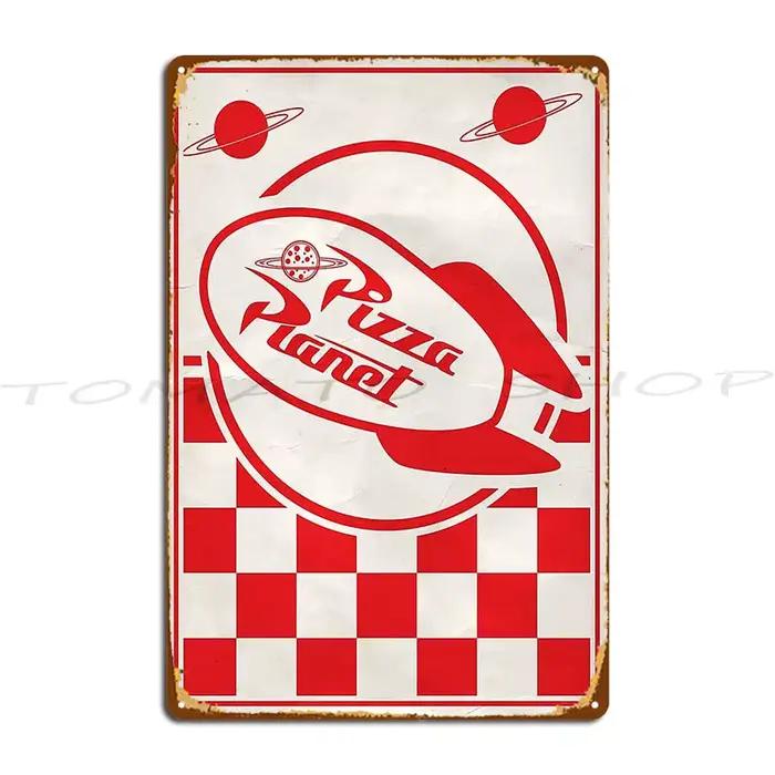 Plaque Métallique Pizza Planet Personnalisable – Designs Cinéma – Affiche en Étain