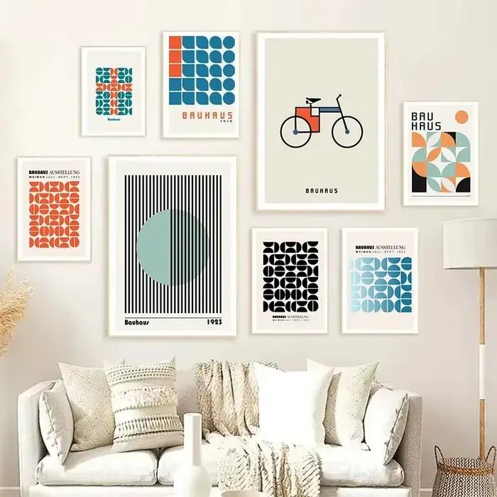 Affiches géométriques modernes d'exposition de toile de Kevin, peinture d'art de mur, décor d'affiche, décor de salon, décor à la maison