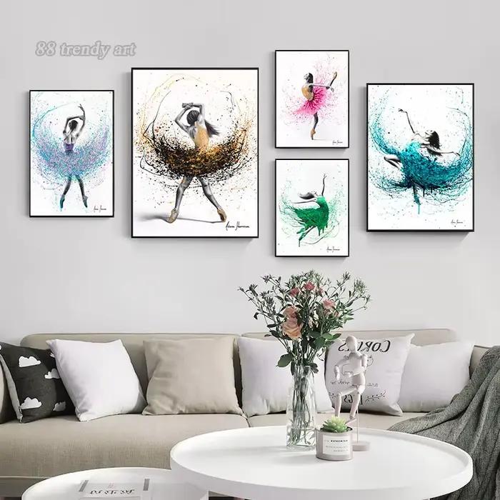 Affiches et impressions abstraites de peinture sur toile de ballet de fleuron de séparés euse de fille