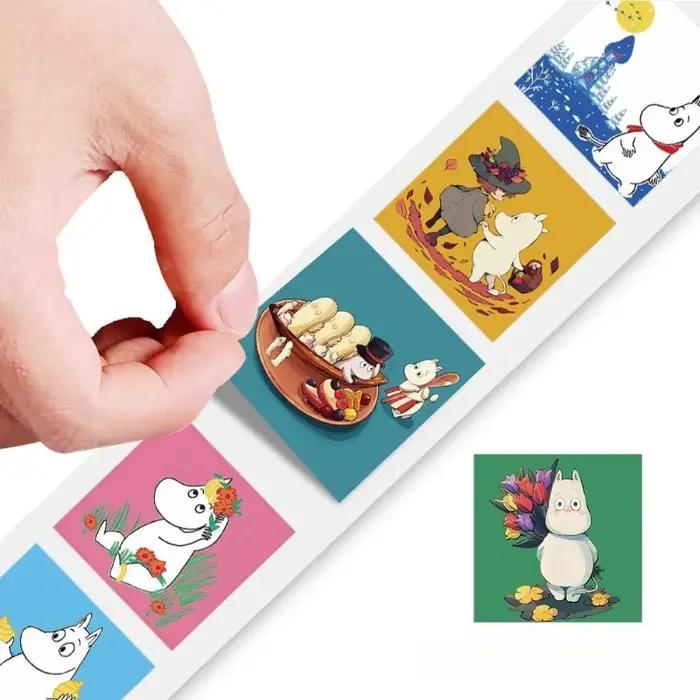 Autocollants Kawaii Anime Moomins Série 500 Pièces Personnages de Dessins Animés Mignons Créativité Impression HD DIY Coque de Téléphone Autocollant Graffiti