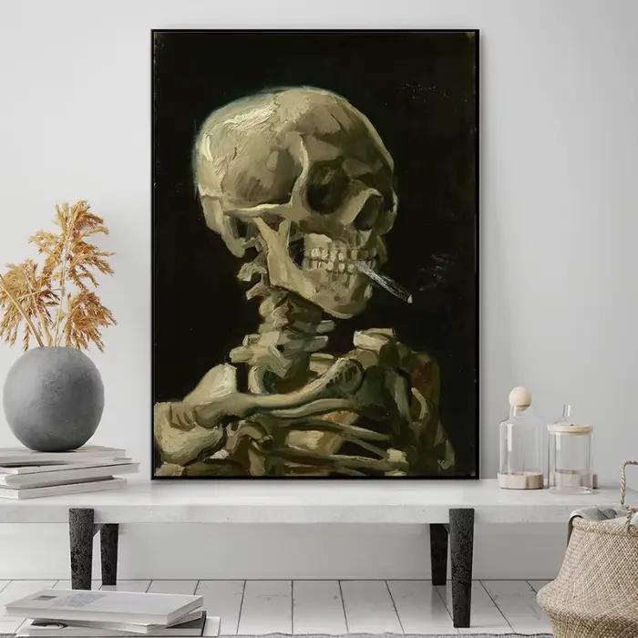 Affiche classique de crâne de Van Gogh avec Cigarette brûlante