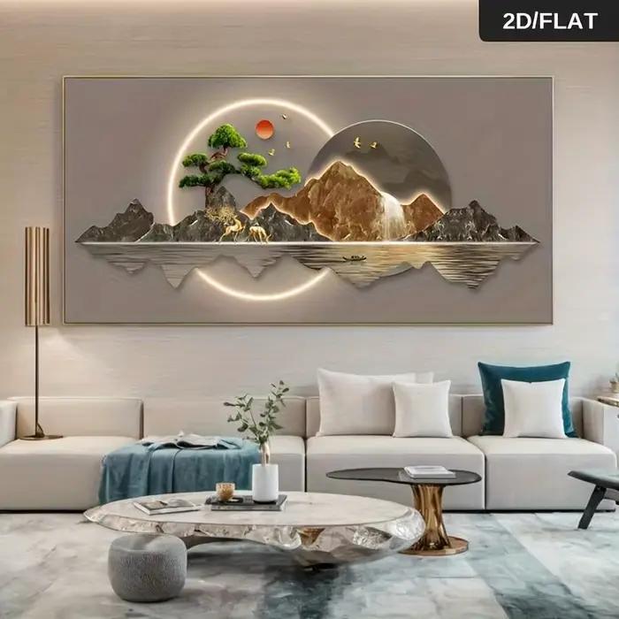Une peinture à l'huile abstraite moderne - représentant un paysage paisible de pinus