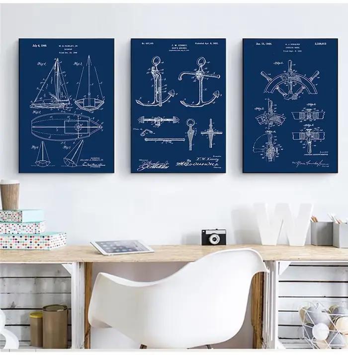 Peinture sur toile d'art mural nautique