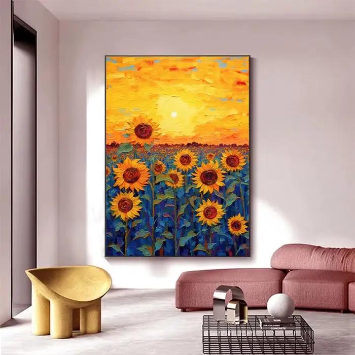 Van Gogh tournesol fleur ciel étoilé Art photos affiche impression peinture à l'huile toile