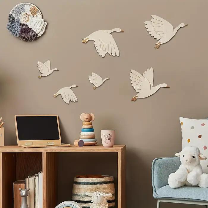 Décoration murale d'oiseaux en bois