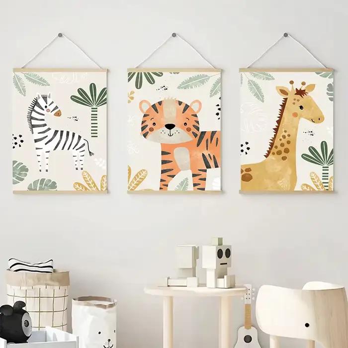 Affiche sur toile avec animaux de la jungle