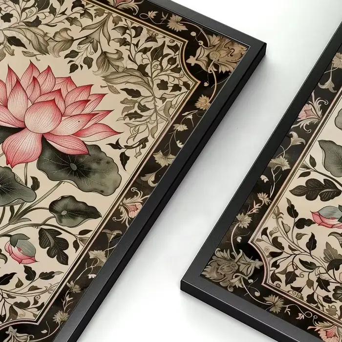 Affiches rétro modernes classiques de fleurs de Lotus rose