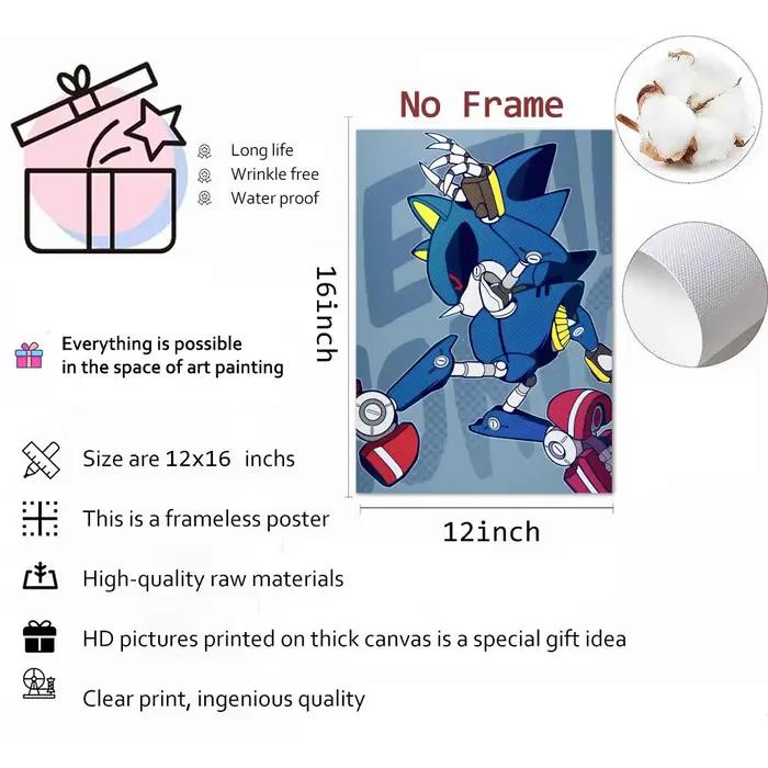 Affiche sur toile de calligraphie de personnages d'anime s-sonic: sans plis