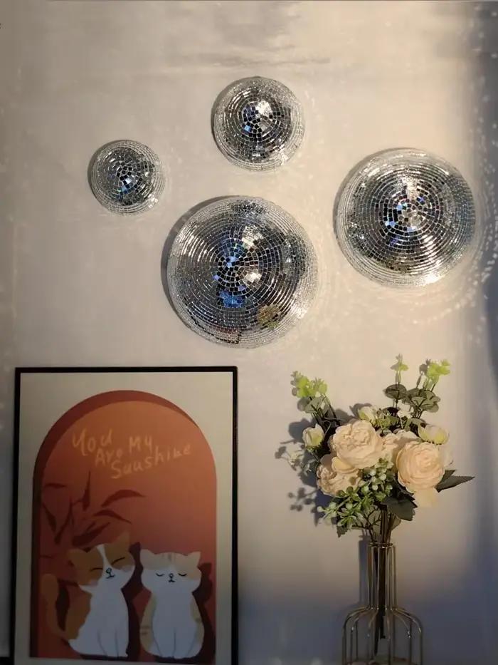 Boule Disco murale avec motifs miroir, décoration métallique pour la maison, boule miroir pour mariage, boule Disco, demi-cercle, Art mural pour la maison, nouvelle collection