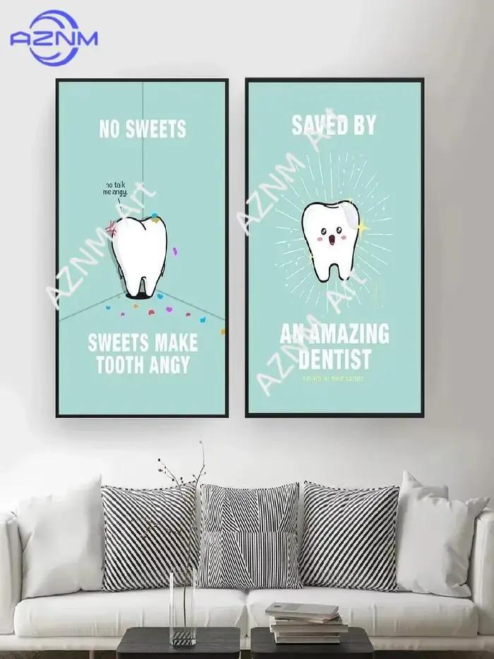 Affiches et impressions sur toile de décoration murale sur le thème des soins dentaires et des dessins animés