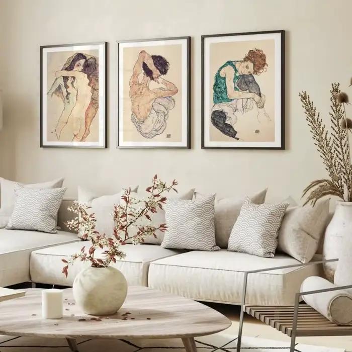 Affiche imprimée de Portrait de figurine nue Vintage