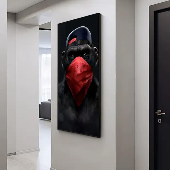 Trois Noir Orang-outan POP Mur Art Toile Affiche Singe Maison Décoration Peinture À L'huile Murale Photo Imprimé Oeuvre