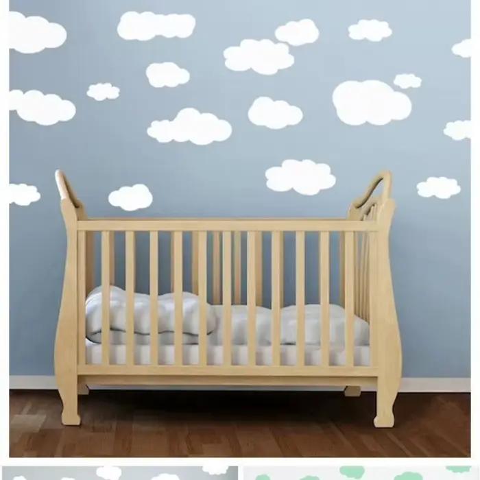 Autocollant mural PVC nuage blanc style nordique