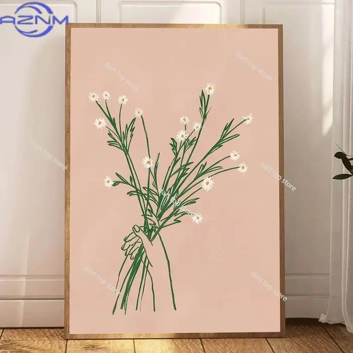 Affiche murale décorative bohème avec impression florale, art floral printemps/été, décoration pour chambre, salon, cadeau