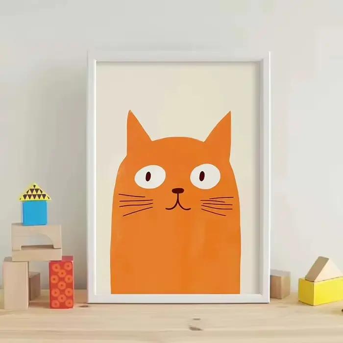 Affiche d'art minimaliste de chat mignon